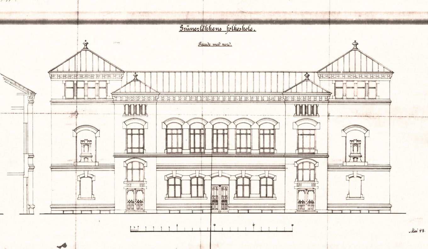 Arkitekttegning av Grünerløkka skole